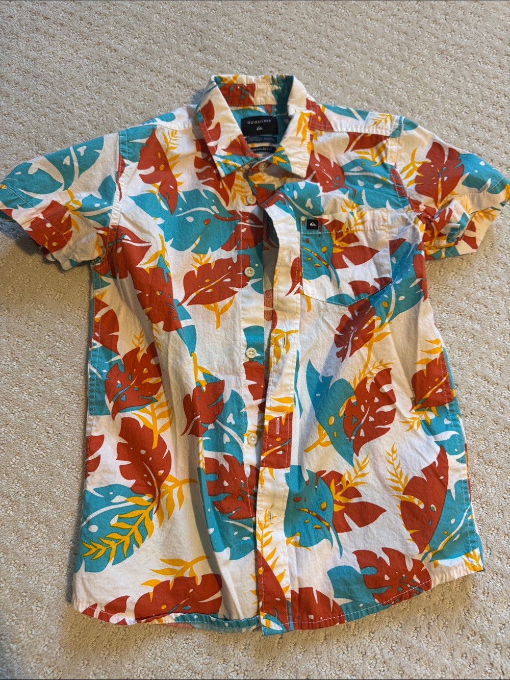 Quicksilver BOYS  Short Sleeve Tropical Print Shirt - Teal & Rust